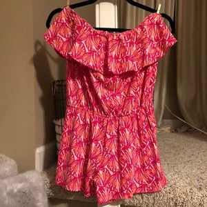 Vineyard Vines strapless tropical pattern romper
